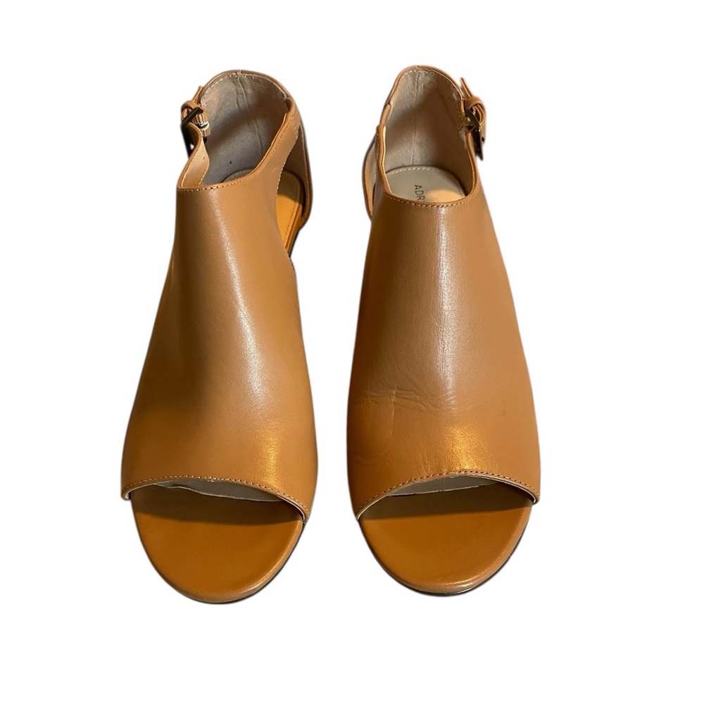 Adrienne Vittadini Camel Tan Leather Cage Bootie Heels Shoes 7 M